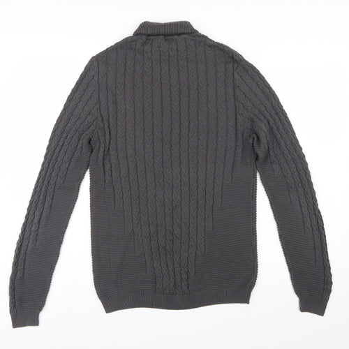 ASOS Design Men’s Grey M Cable Knit Roll Neck Pullover Jumper