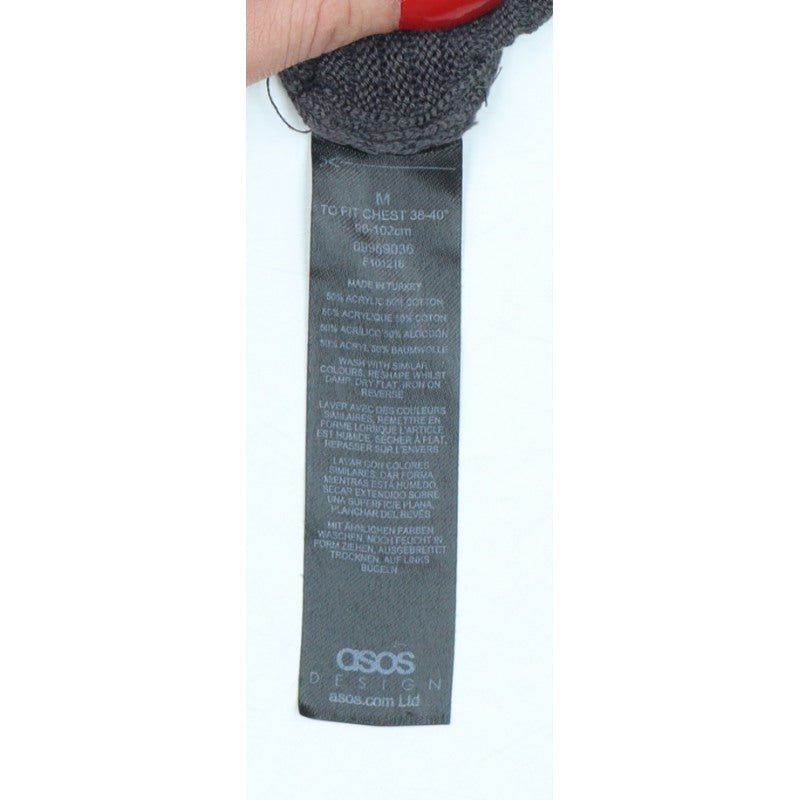 ASOS Design Men’s Grey M Cable Knit Roll Neck Pullover Jumper