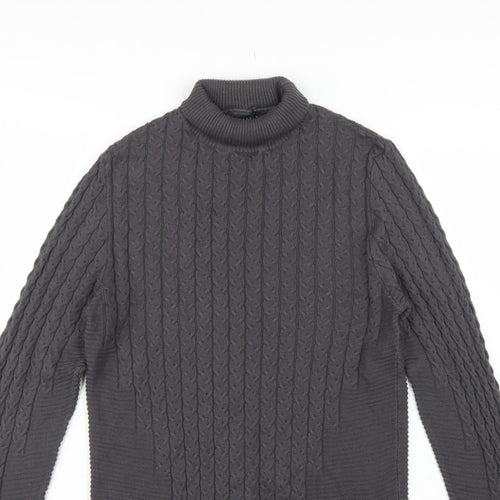ASOS Design Men’s Grey M Cable Knit Roll Neck Pullover Jumper