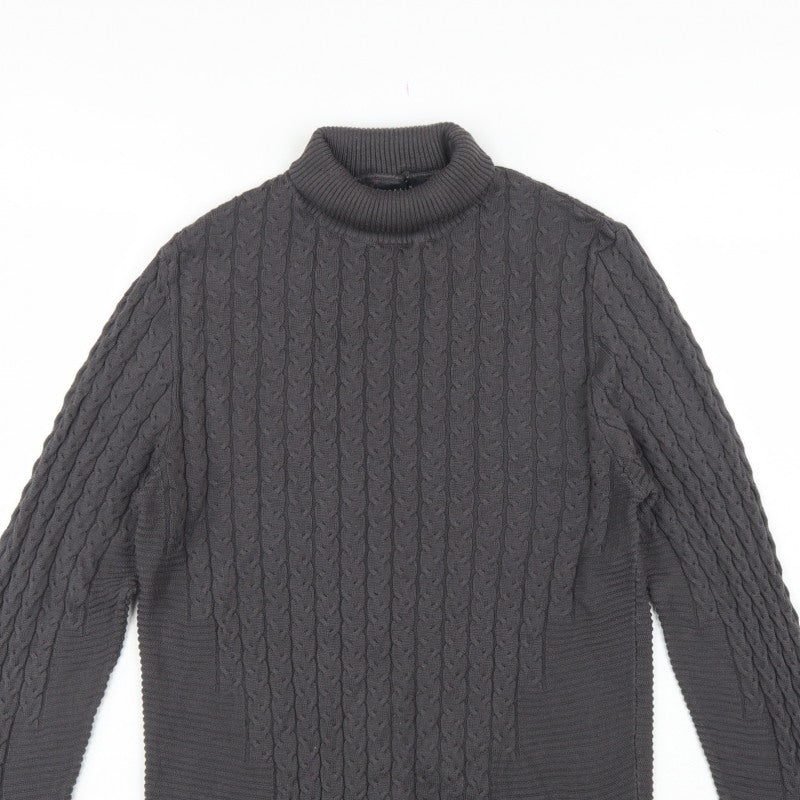 ASOS Design Men’s Grey M Cable Knit Roll Neck Pullover Jumper