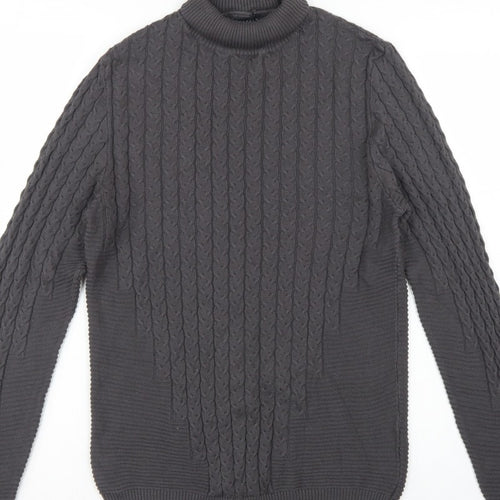 ASOS Design Men’s Grey M Cable Knit Roll Neck Pullover Jumper