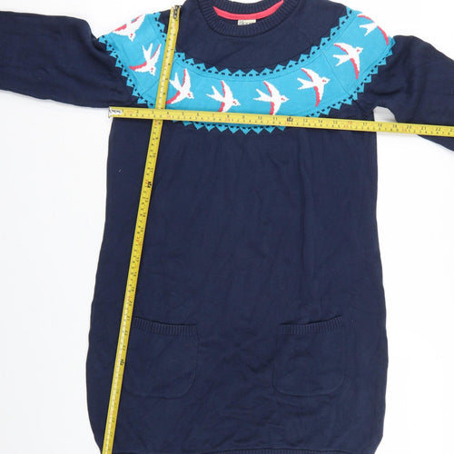 Frugi Bloom Women’s Blue UK 12 Bird Knit Jumper Dress Pockets