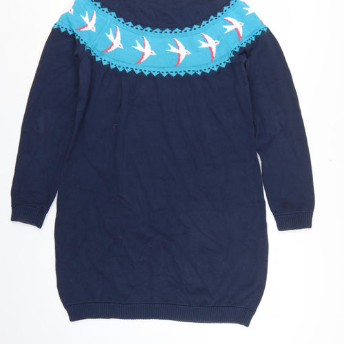 Frugi Bloom Women’s Blue UK 12 Bird Knit Jumper Dress Pockets