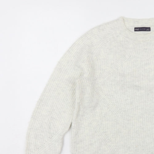 Marks and Spencer Women Ivory S Cable Knit Crew Neck Pullover Jumper