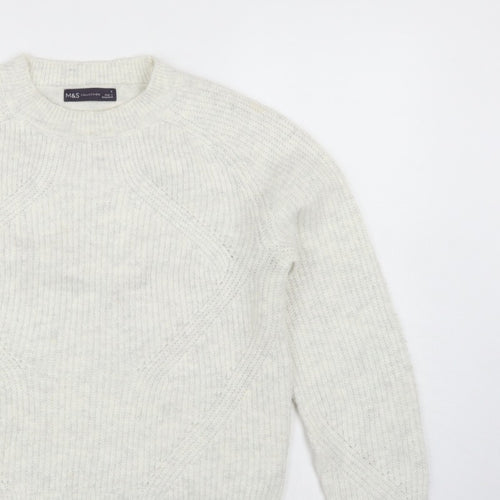 Marks and Spencer Women Ivory S Cable Knit Crew Neck Pullover Jumper