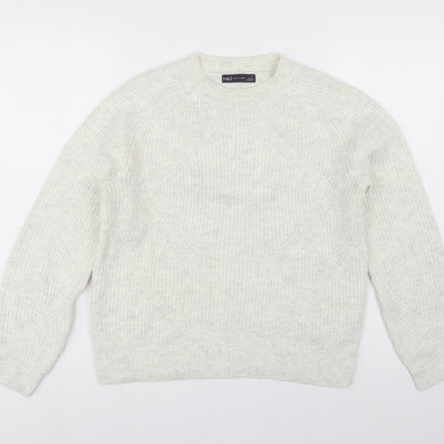Marks and Spencer Women Ivory S Cable Knit Crew Neck Pullover Jumper