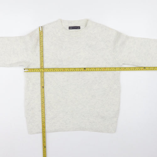 Marks and Spencer Women Ivory S Cable Knit Crew Neck Pullover Jumper