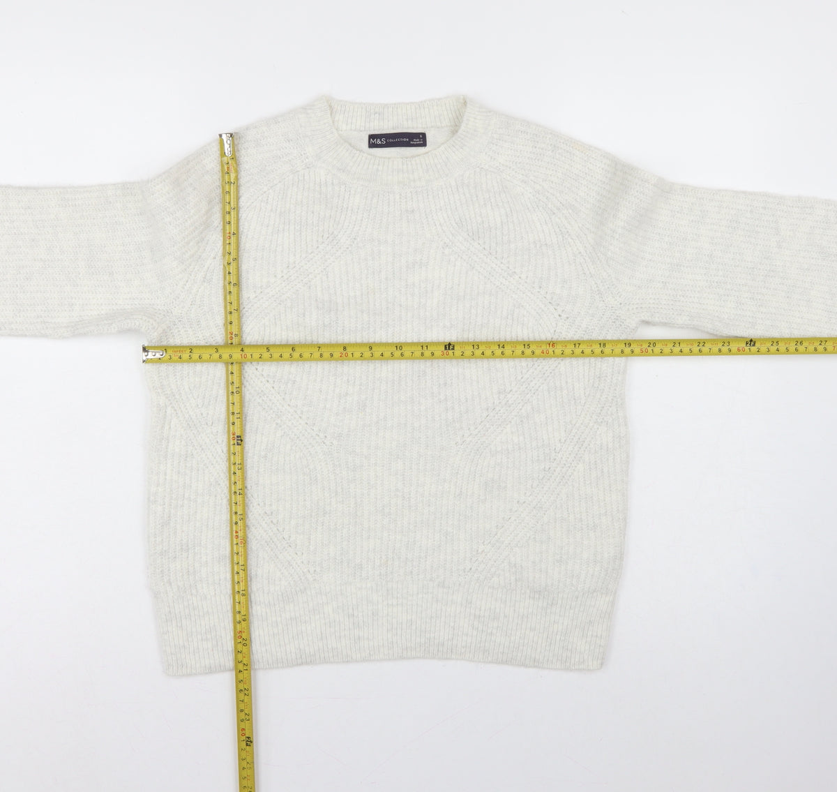 Marks and Spencer Women Ivory S Cable Knit Crew Neck Pullover Jumper