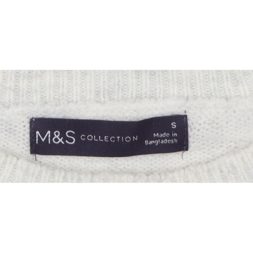 Marks and Spencer Women Ivory S Cable Knit Crew Neck Pullover Jumper