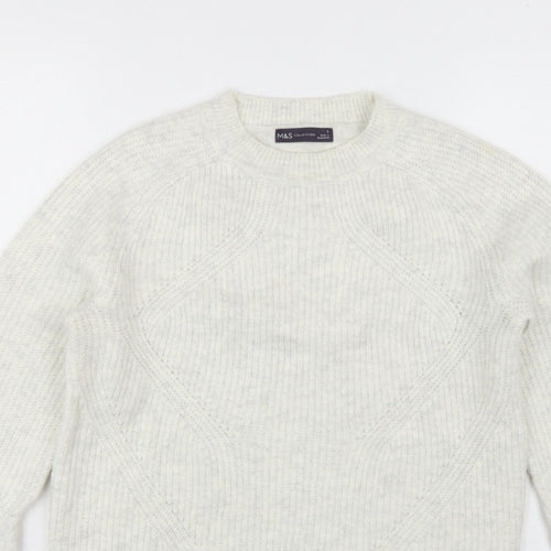 Marks and Spencer Women Ivory S Cable Knit Crew Neck Pullover Jumper