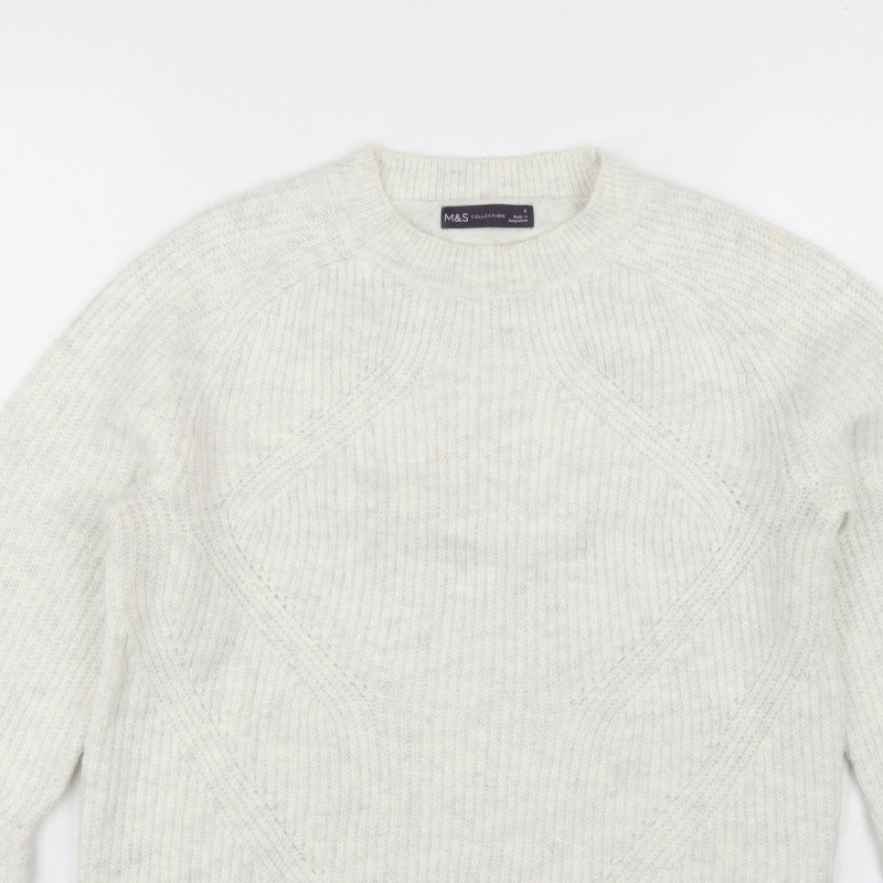 Marks and Spencer Women Ivory S Cable Knit Crew Neck Pullover Jumper
