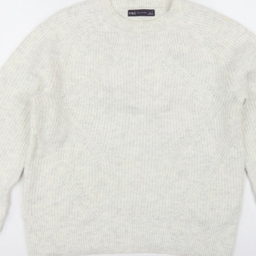 Marks and Spencer Women Ivory S Cable Knit Crew Neck Pullover Jumper