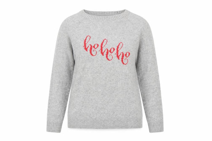 Fat Face Women Grey UK 10 Ho Ho Ho Christmas Knit Pullover Jumper