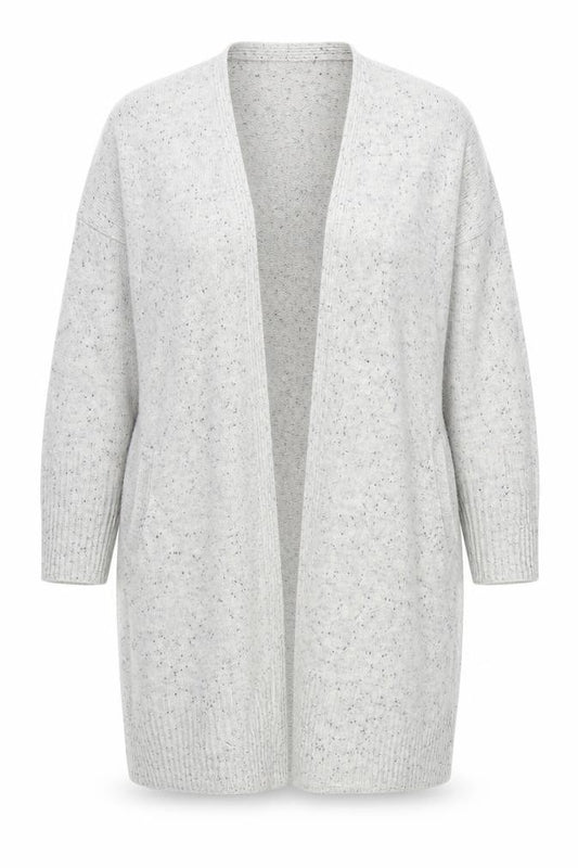 Mint Velvet Women Grey Fleck Open Longline Knit Cardigan Size 18