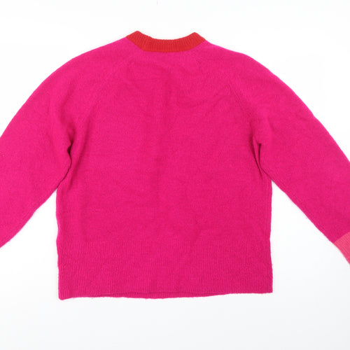 Whistles Women Pink XS Wool Blend Crew Neck Pocket Jumper