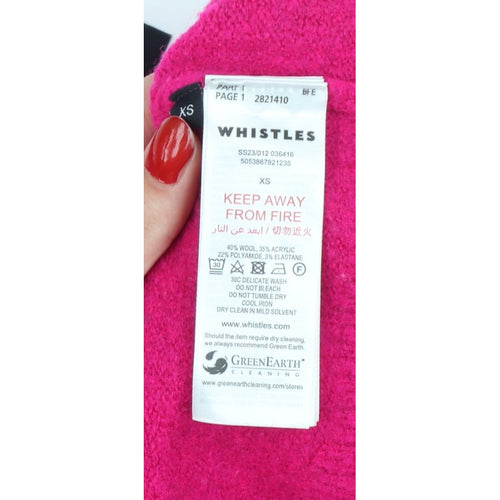 Whistles Women Pink XS Wool Blend Crew Neck Pocket Jumper