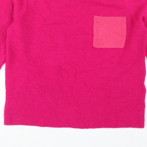 Whistles Women Pink XS Wool Blend Crew Neck Pocket Jumper