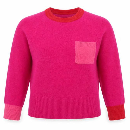Whistles Women Pink XS Wool Blend Crew Neck Pocket Jumper