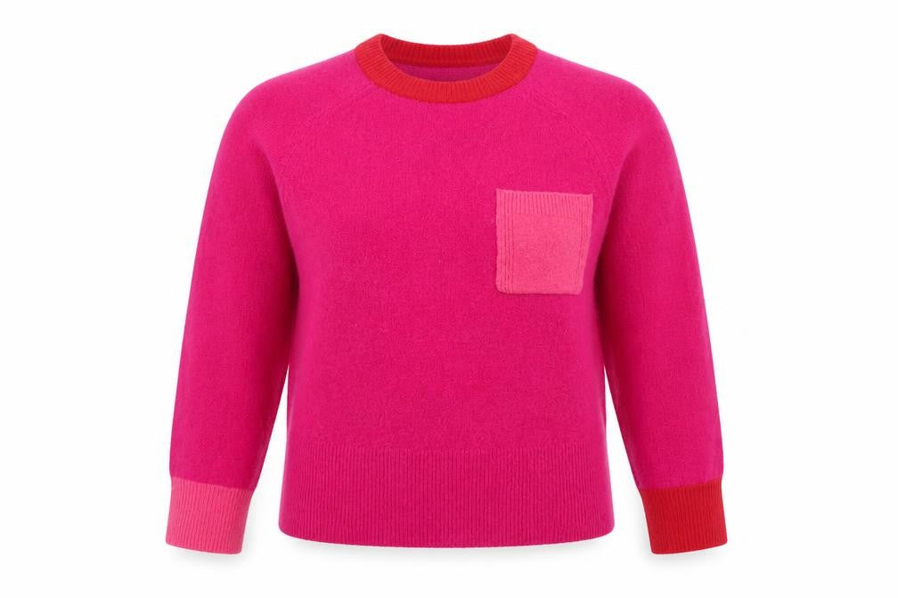 Whistles Women Pink XS Wool Blend Crew Neck Pocket Jumper