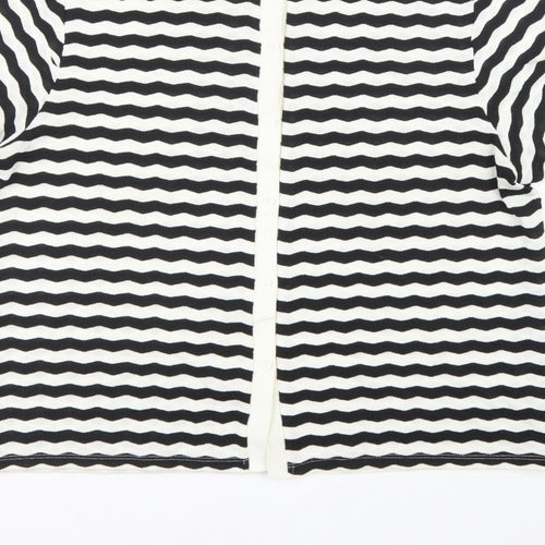 Marks & Spencer Women Black White Striped Size 20 Jersey Polo Shirt