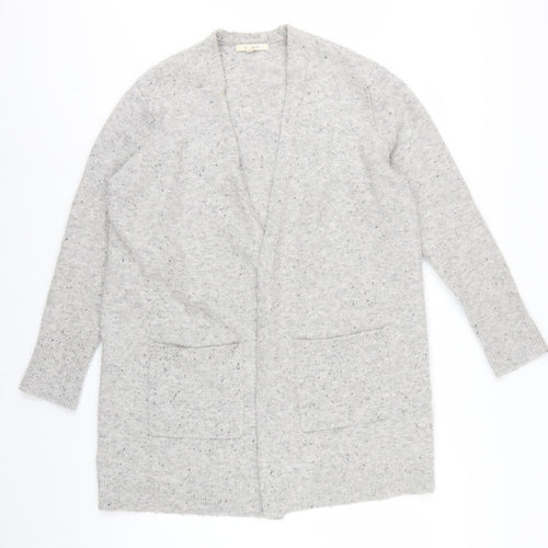 White Stuff Women Grey UK 14 Open Knit Pocket Cardigan Wool Blend