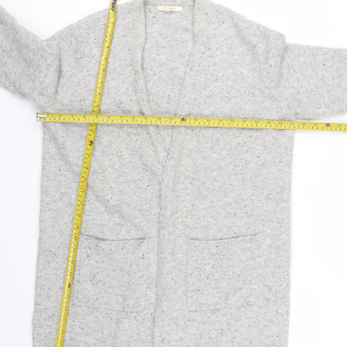 White Stuff Women Grey UK 14 Open Knit Pocket Cardigan Wool Blend