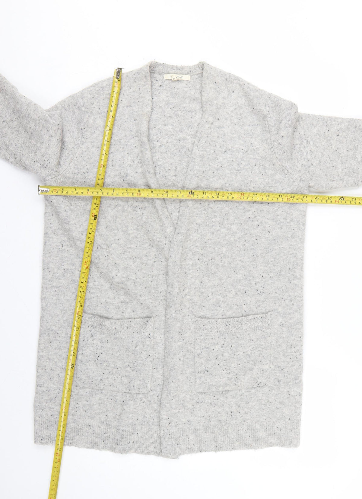 White Stuff Women Grey UK 14 Open Knit Pocket Cardigan Wool Blend