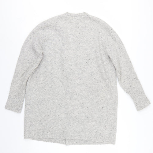 White Stuff Women Grey UK 14 Open Knit Pocket Cardigan Wool Blend