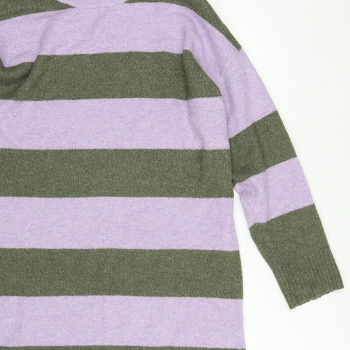 Tu Women Multicoloured Stripe Knit Jumper Dress Size 16 Long Sleeve