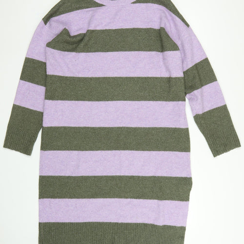 Tu Women Multicoloured Stripe Knit Jumper Dress Size 16 Long Sleeve