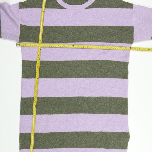 Tu Women Multicoloured Stripe Knit Jumper Dress Size 16 Long Sleeve
