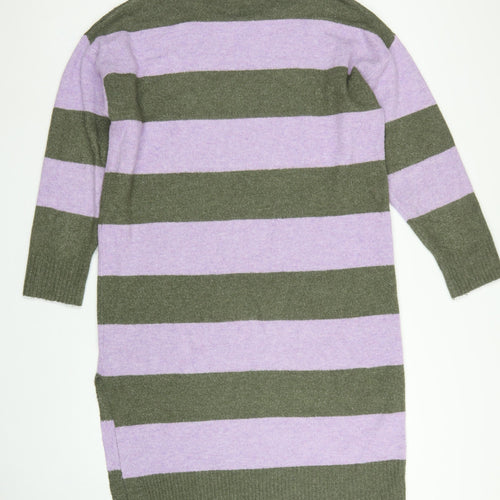 Tu Women Multicoloured Stripe Knit Jumper Dress Size 16 Long Sleeve