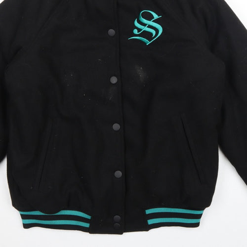 H&M Divided Women’s Black XS Slytherin Varsity Jacket Embroidered