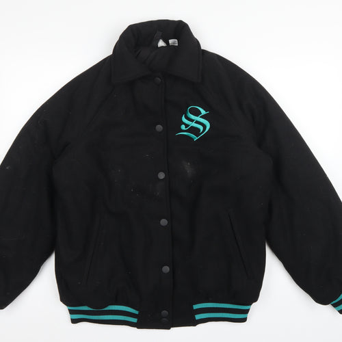 H&M Divided Women’s Black XS Slytherin Varsity Jacket Embroidered