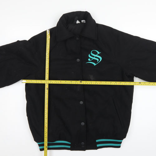 H&M Divided Women’s Black XS Slytherin Varsity Jacket Embroidered