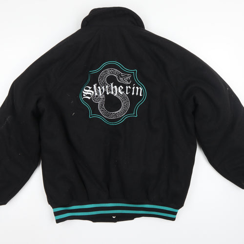 H&M Divided Women’s Black XS Slytherin Varsity Jacket Embroidered