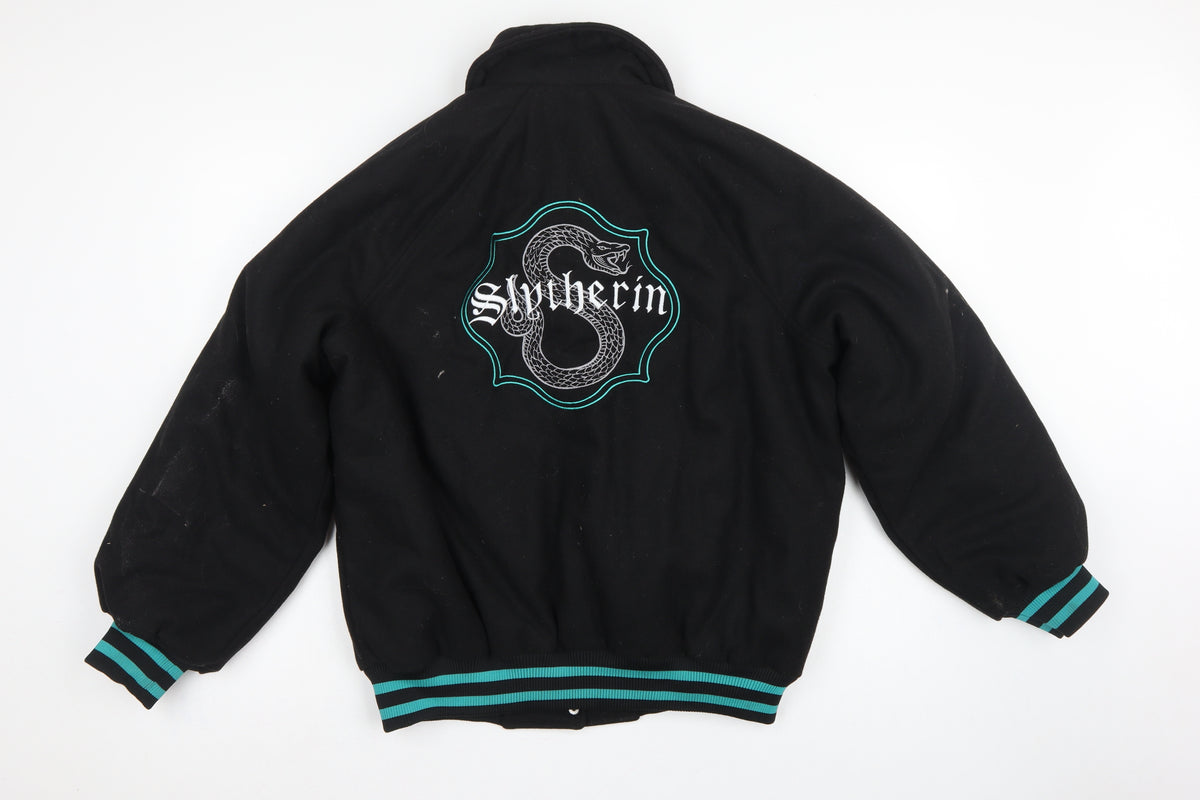 H&M Divided Women’s Black XS Slytherin Varsity Jacket Embroidered