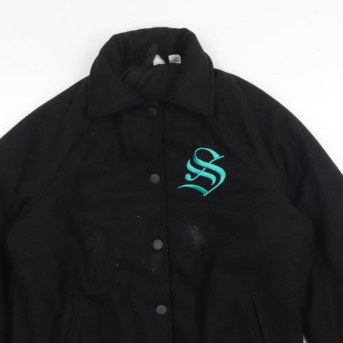 H&M Divided Women’s Black XS Slytherin Varsity Jacket Embroidered