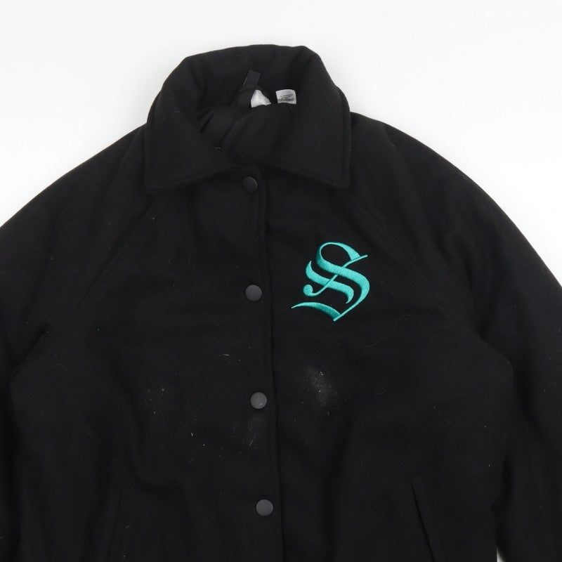 H&M Divided Women’s Black XS Slytherin Varsity Jacket Embroidered