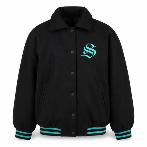 H&M Divided Women’s Black XS Slytherin Varsity Jacket Embroidered