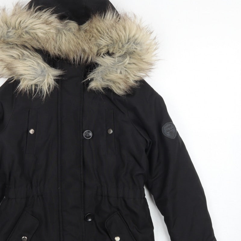 ONLY Girls Black 9 Years Faux Fur Hooded Padded Parka Coat