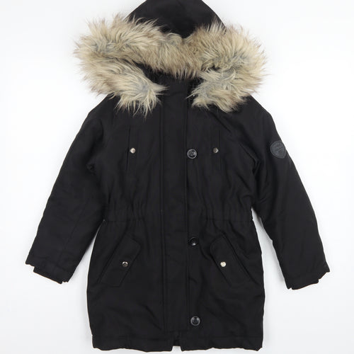 ONLY Girls Black 9 Years Faux Fur Hooded Padded Parka Coat