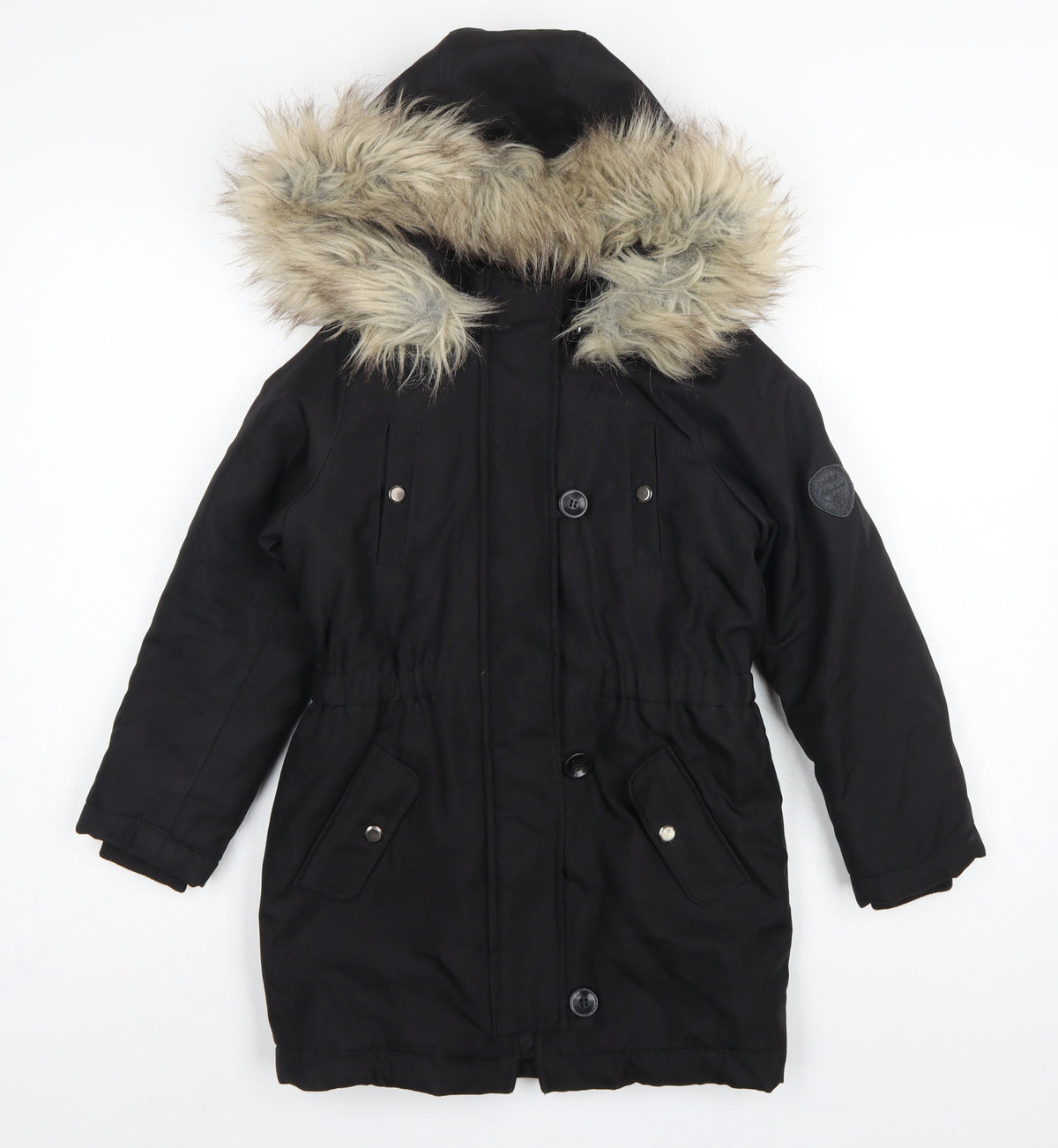 ONLY Girls Black 9 Years Faux Fur Hooded Padded Parka Coat