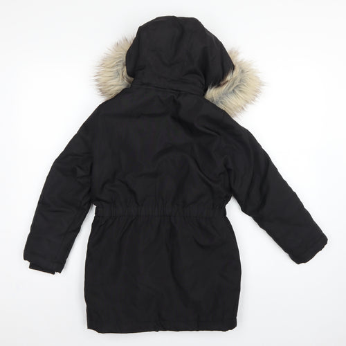 ONLY Girls Black 9 Years Faux Fur Hooded Padded Parka Coat