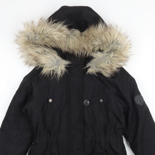 ONLY Girls Black 9 Years Faux Fur Hooded Padded Parka Coat
