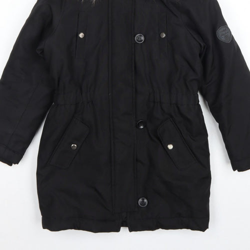 ONLY Girls Black 9 Years Faux Fur Hooded Padded Parka Coat