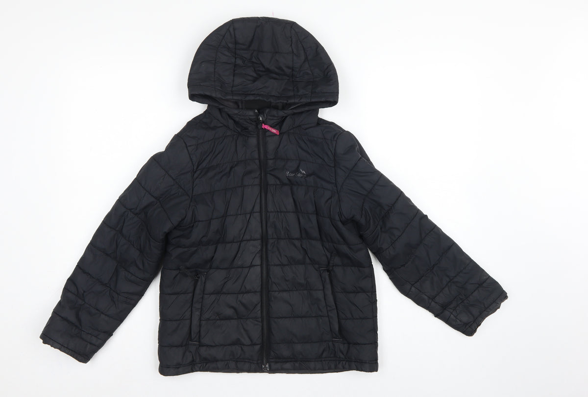 Peter Storm Boys Black 9-10 Years Hooded Quilted Puffer Jacket
