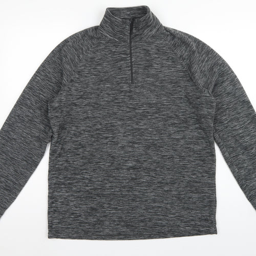 Mountain Warehouse Mens Grey M 1/4 Zip High Neck Fleece Sweatshirt