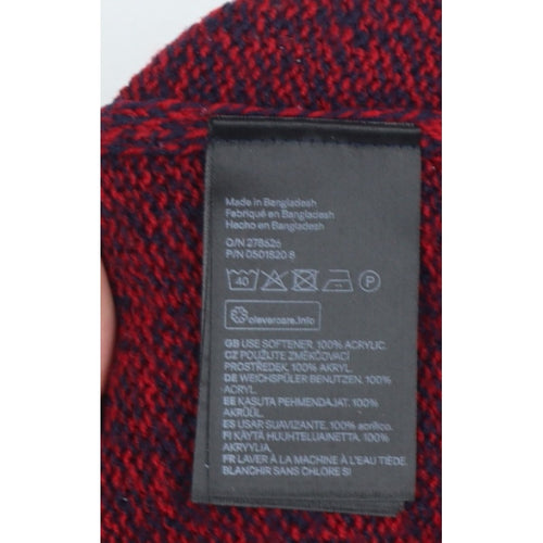 H&M Women’s Red Navy Marl XS Crew Neck Acrylic Knit Pullover Jumper