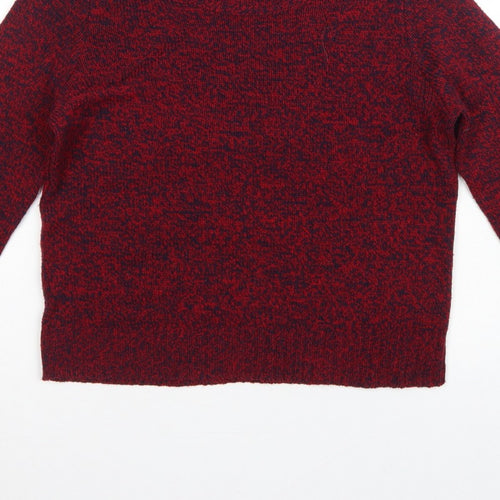 H&M Women’s Red Navy Marl XS Crew Neck Acrylic Knit Pullover Jumper